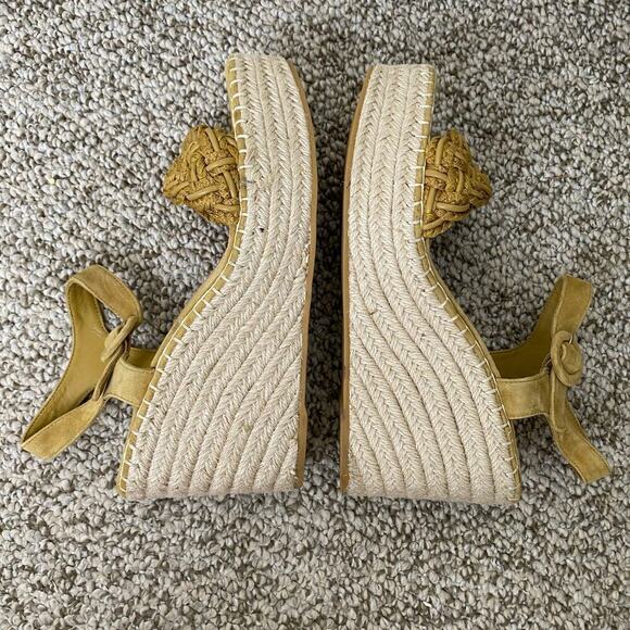 Veronica Beard Reema Espadrille Wedge Sandals Size 10 Desert Yellow - Picture 3 of 10